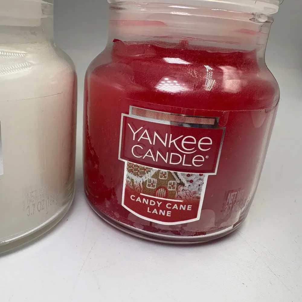 Yankee Candle North Pole Candy Cane Lane 3.7 oz Small Jar Lot 2 Unburned